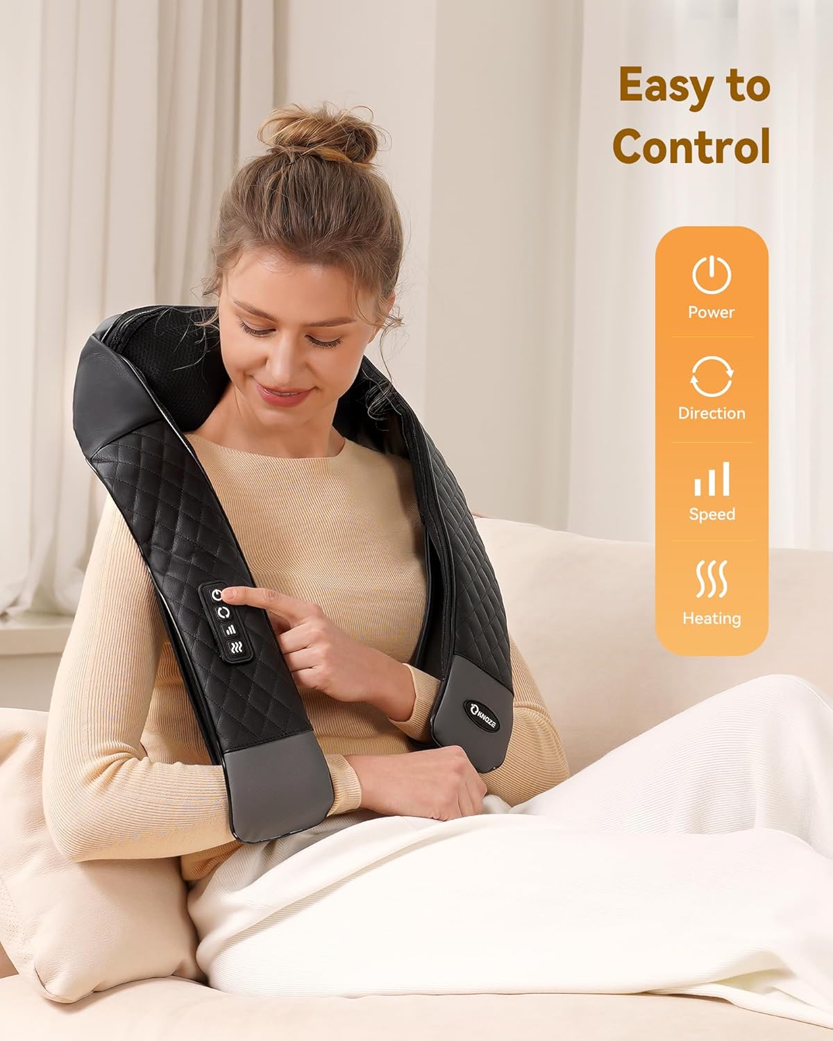 Shiatsu Neck and Back Massager with Heat, Neck and Shoulder Massager, 4D Deep Tissue Kneading Massage Pillow for Shoulder, Back, Leg Muscle Pain Relief, Gifts for Mom Woman, Not Cordless - Image 3