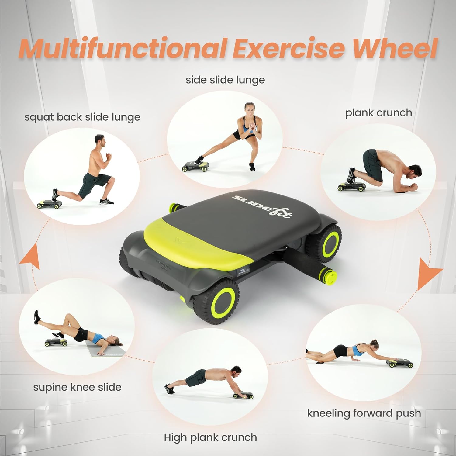 WONDER CORE Slide Fit, Ab Roller Board with 4 Wheels, Automatic Rebound Abdominal Wheel for Core Workout, Ab Exercise Equipment, Abdominal Exerciser, Heroboard Fitness Rolling Board with Knee Pad - Image 5