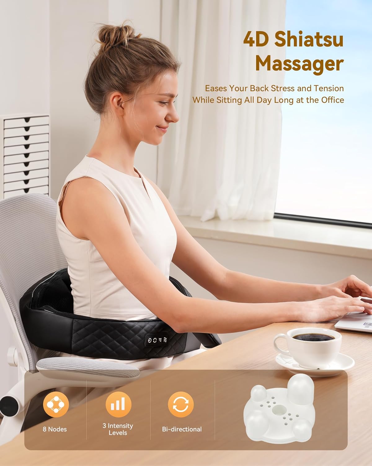 Shiatsu Neck and Back Massager with Heat, Neck and Shoulder Massager, 4D Deep Tissue Kneading Massage Pillow for Shoulder, Back, Leg Muscle Pain Relief, Gifts for Mom Woman, Not Cordless - Image 7